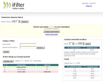 iFilter, uporabniški vmesnik